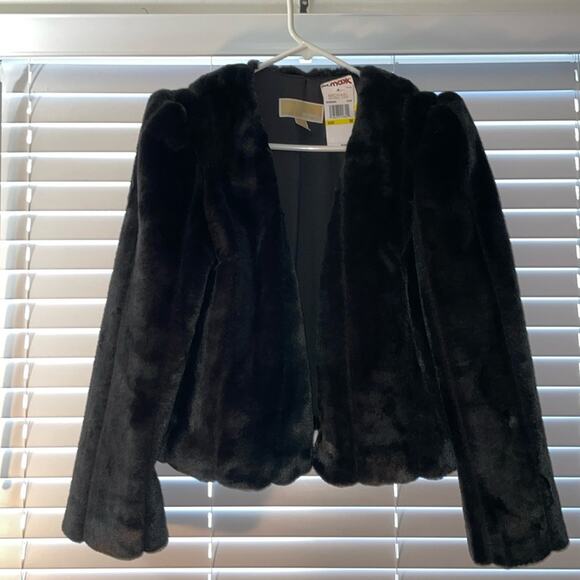 NWT - Michael Kors - Faux Fur Open Front Cropped Jacket Size M - Picture 4 of 7